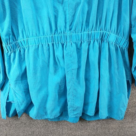 Maggie McNaughton Women's Tie Waist Utility Jacket Blue Plus 16W Silk - Picture 8 of 13